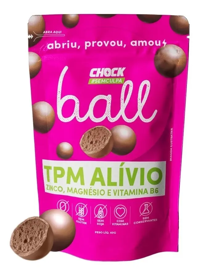 Chock Ball: TPM Alívio: chocolate funcional com zinco, magnésio e vitamina B6